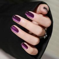 Square Shape French Fake Nails Wearable Manicure Press on Nails Waterproof Nail Tips  Women violetinė