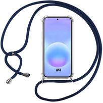 Coque pour Samsung Galaxy A57 5G, Protection Silicone Antichoc avec Bandoulière Bleu Marine mėlyna