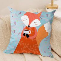 Mielas lapės miško pagalvės užvalkalas Minkštas pliušinis mesti pagalvės užvalkalas Dvipusis spausdintas pagalvės dėklas Jaukus sofa Namų dekoras 30x30cm