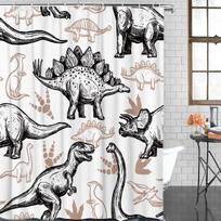 Dinosaur Sketch Shower Curtain: Fun, Vintage-Inspired Bathroom Decor for Playful, Educational Ambiance and Imaginative Touch W90XH180cm
