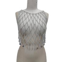 Chain Link Mesh Hollow Out Vest Top Body Jewelry Layered Alloy Chest Harness Shoulder Necklace For Women Party Fashion 1