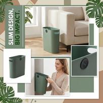 Crevice Trash Can, Household Living Room, Kitchen, Bathroom, Toilet, Narrow Crevice Trash Can One Size žalia