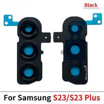 NEW Back Camera Glass Lens Cover with Frame Holder Replacement Part For Samsung S23 / S23 Plus / S23 Ultra S23 S23Plus Black