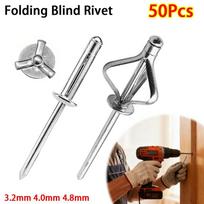 50pcs New 3.2mm 4.0mm 4.8mm Folding Blind Rivet Silver Round Head Aluminum Alloy Rivet Tri-fold Tri Grip Rivets 3.2x14mm-50pcs-