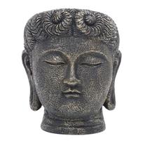 Decorative Buddha Head Planter Resin Flower Pot Tabletop Ornament Drainage Hole Container for Living Room Kitchen Balcony Decor