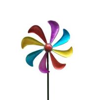 Wind Spinners Outdoor with Silent Bearing Metal Windmill Decoration with Stake 360° Rotating Colorful Blades for Yard Garden Artistic Decor Gift A