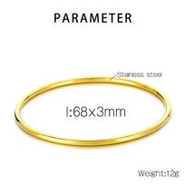 Fashion jewelry; temperament popular multi-layer stacking coil 18K gold-plated 3mm plain circle titanium steel bracelet for 58-60mm
