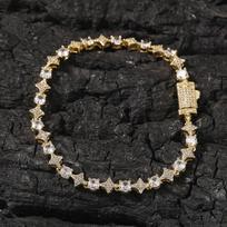 THE BLING KING Mixed Quadrangular Star Tennis Chain Necklace Round Cut Iced Out Cubic Zirconia Bracelet HipHop Jewelry For Gift 7inch bracelet auksas