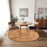 Wood Grain Tree Ring Rug Round Flannel Mat Natural Rustic Design Living Room Bedroom Floor Carpet Eco Friendly Soft Texture Diameter 60cm