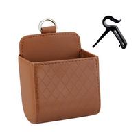 Car Phone Holder Mount Air Vent Hanging Storage Box Car Mobile Phone Bag Pu Leather Glasses Organizer Bag Support In Home ruda