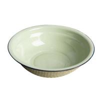 Patvari vintage emaliuota daugiafunkcinė sriubos lėkštė virtuvei 22 cm žalia