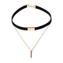 Women Vintage Punk Polished Multilayer Faux Suede Choker Necklace Clavicle Pendant for Party juoda