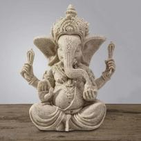 Sandstone Ganesha Elephant Statue Handmade Figurine Miniatures Home Desk Decor Crafts Ornaments Tabletop Art Decor Accessories pilka spalva
