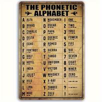Vintage Military Voice Alphabet Wall Art Pilot Knowledge Metal Iron Plate Army Logo Gift Decoration Aircraft Lovers 20X30CM