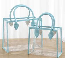 Clear PVC Tote: Waterproof Shopping & Gift Bag Lake Blue; 19x22.5x11CM