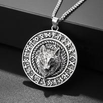 Viking Rune Animals Retro Wealth Wolf King Accessories Pendant Necklace 50cm(Necklace Size)