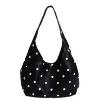 Large Capacity Polka Dot Tote Bag Magnetic Buckle PU Handbag Vintage Shoulder Bag  Girl juoda