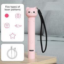 Interactive Red Dot Light Cat Toy Safe USB Charging 3IN 1 Kitten Teaser Toy Portable Cat Skin Funny Cat Chaser Stick rožinė