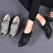 Rudens Moteriški Nuogi Batai ,Seksualūs Tuščiaviduriai Cirkonio Tinklelio Batai ,Madingi Vasariniai Kulniukai ,Smailianosiai ,Juodi ,Pilki ,Dropshipping 35 juoda