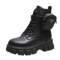 Nauji Moteriški Motociklininko Aulinukai Botas, Platformos Kulniukai, Moteriški, Su Raišteliais Platforminiai Aulinukai, Juodi Odiniai Oksfordo Batai Moterims, Moteriška Rankinė Botas Mujer 35 matinė juoda spalva