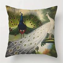 Peacocks Showcasing Majestic FeathersSuitable for sofa car bedroom decorative cushion cover pillow cover 16x16Inch beige