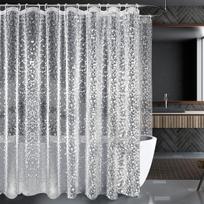 Nordic PEVA Shower Curtain - Pebble Texture Privacy Design w/Metal Hooks & Hiding Effect 120*180cm