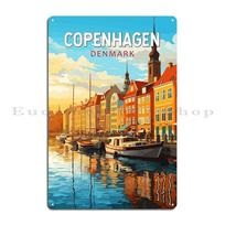 Copenhagen Denmark Travel Art Vintage Metal Sign Printed Garage Mural Wall Decor Wall Mural Tin Sign Poster 20x30cm