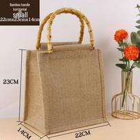 MIAOQIAO Chinese Style Bamboo Handle Tote Bag 22x23x14 cm