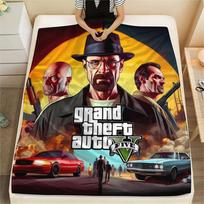 1 vnt. Grand Theft Auto spaudinio flanelinis pledas, aukštos kokybės, visų sezonų, namų dekoras, šiluma ir komfortas, puikiai tinka Kalėdų dovanoms 80cm x 120cm black