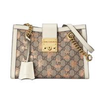 Gucci Padlock Metal Lock Tote Bag With Berry Print And Logo Canvas And Leather Women Tote Bag Ebony White 498156-UM6AG-8295 Basic Set (Bag+Dust Bag)