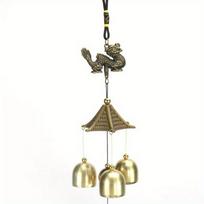 1PC Antique Metal Chinese Dragon Bronze Wind Bell Hanging Feng Shui Shop Doorbell Hanging Wind Chime Buddha light green