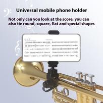 Trimito lyros telefono laikiklis Reguliuojamas muzikos instrumento telefono stovas Žygio orkestro lyros telefono laikiklis obojui, trombonui, klarnetui gray