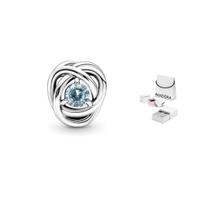 Pandora Moments Fashion Versatile Simple Eternal Loop 925 Silver Glass Charm Women Charm 790065C09 Box gray
