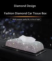 Fashion Full Diamond Stars Tissue Box Shiny Bling Block Style Car Interior Decoration Car Tissue Bag For Auto Interior Ornament balta