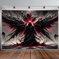 VIKAMA Personality Trend Dark Wings Reaper Tapestry Living Room Sofa Background Wall Esports Room Wall Decoration 74x94cm(29x37in)