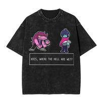 Spamton NEO Deltarune Game Washed T Shirt Men Y2K Funny Cotton T Shirts Summer O-Neck Fashion Tees Simple Plus Size Tops L