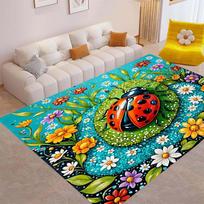 Cute Cartoon Ladybug Print Rug, Suitable for Living Room, Bedroom, Sofa, Coffee Table, Floor, and As A Luxury Gift. 60x90cm