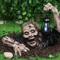 Halloween Zombie Garden Statue Lantern Resin Scary Realistic Decorative Sculpture Decorations for Yard Lawn Figurine Light