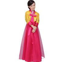 1 Komplektas Korėjietiškas Hanbok Mergaičių Šokių Kostiumų Rinkinys Išskirtinio Siuvinėjimo Dizaino Drabužiai Pasirodymams Fotografijai 150CM balta