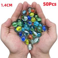 25/14Mm 10/50Pcs Vibrant Multi-Colored Glass Marbles Toy Kids Marble Balls Run Game Solitaire Toy Accs Vase FillerFish Tank Home Toy Gift