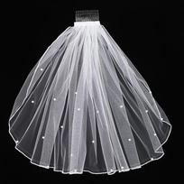 1pc Elegant Bridal Veil] 1pc Elegant White Bridal Veil with Comb Nylon Mesh Material, Wedding Accessory, Photo Prop, Perfect for Weddings 47cm balta