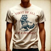 First of All I’m a Delight Shirt Funny Raccoon T Shirt Sarcastic Animal XXXXL
