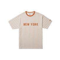 New Era Striped Letter Pattern Loose Short Sleeve T-Shirt Unisex Tops 12848788 XL