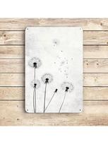 Vintage Dandelion Metal Wall Art, Retro Tin Poster for Cafe Home Decor beige