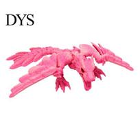 Gift for Dragon Lovers Flying Toy with Movable Joints, 3D Printed Realistic Articulated Figurine Model, PLA Ornament Office And Home Display Flexible rožinė