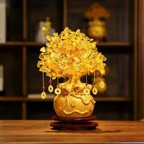 Laimės medžio turtas Geltonas medis Natūralūs pinigų medžio papuošalai Bonsai stiliaus turtai Sėkmės feng shui papuošalai Amatai