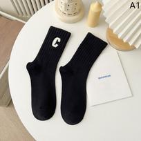 Women Letter C Print Socks Lady Short Sock For Cycling Cute Solid Breathable juoda
