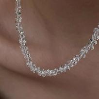 Daugkartinio kirpimo stiklo netaisyklingo karoliukais papuoštas „Choker“ karoliai moterims, skaidrūs vintažiniai korėjietiški apykaklės papuošalai su kakleliu 1pc