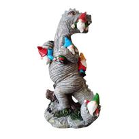 Simulation Dinosaur Eating Dwarf Old Man Resin Ornaments Desktop Outdoor Garden Decoration Crafts Statue