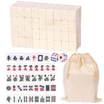144 vnt. mini mahjong rinkiniai, kinų tradicinis stalo žaidimas su dideliu laikymo krepšiu, nešiojamas stalo žaidimas šeimos laisvalaikiui balta
